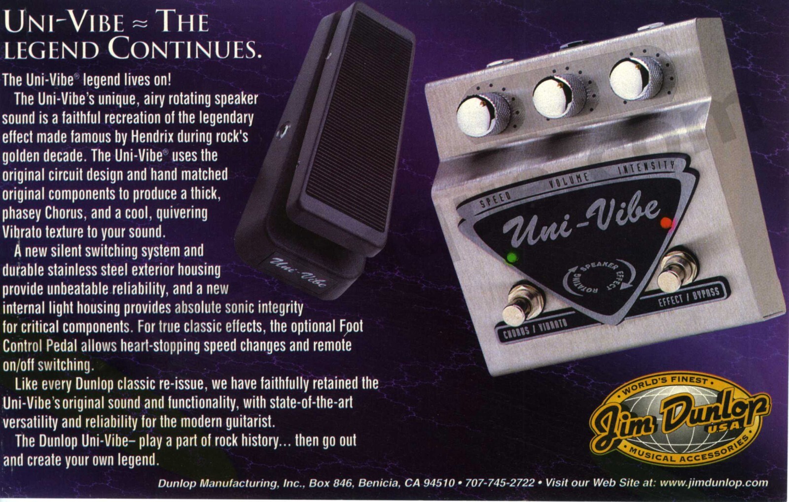 1997 Uni-Vibe Jim Dunlop Electronics Switches PRINT AD Unique Gift Idea (2754)