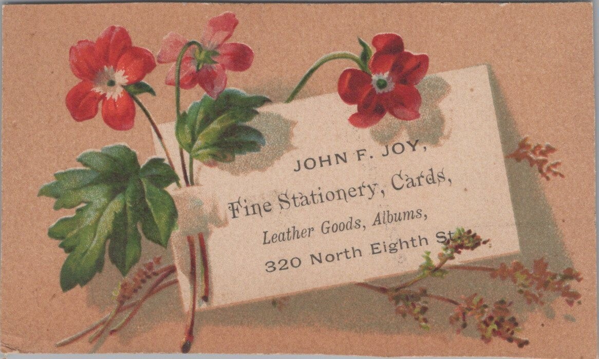John F Joy Fine Stationery Cards Leather Goods Albums 320 North Eighth St LQV1
