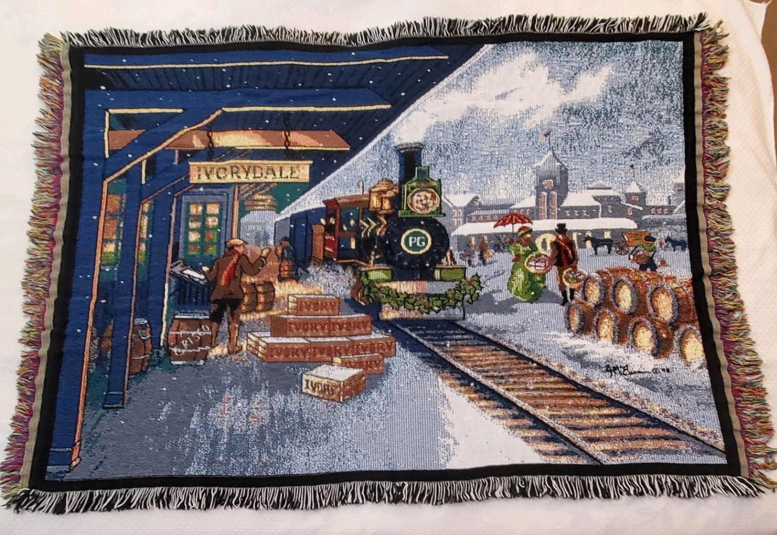 Procter & Gamble (Ivorydale) Fringed Throw Blanket P&G, Train