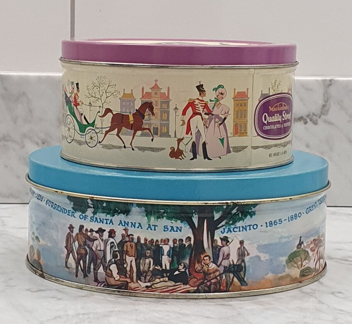 2 x Vintage Tins Manor Texas Cookies Mackintosh’s Quality Street England