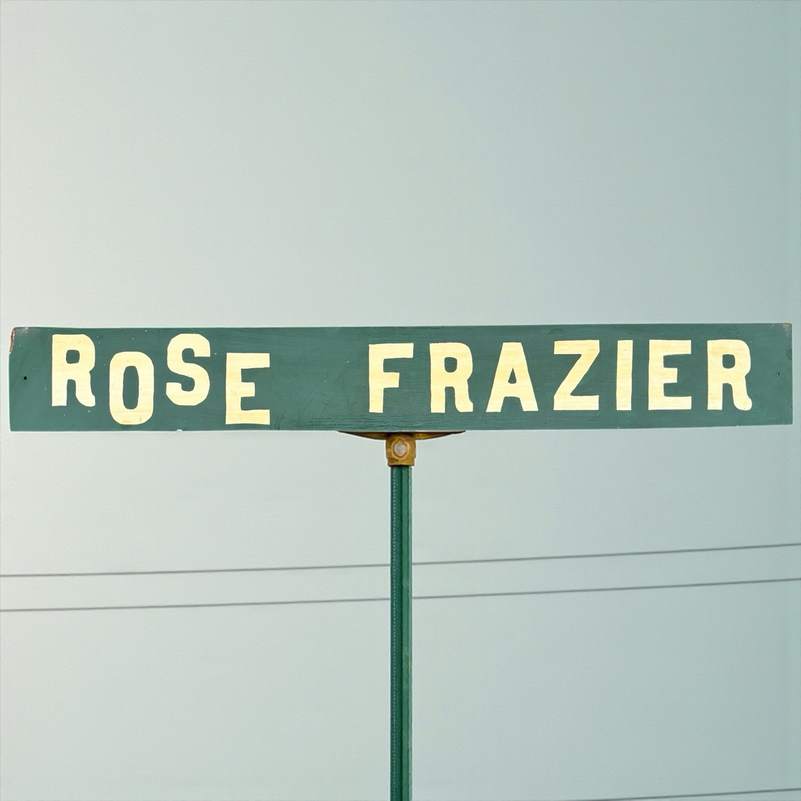 Vintage Green Rose Frazier Farm Ranch Hand Painted Wood Sign Folk Art Americana