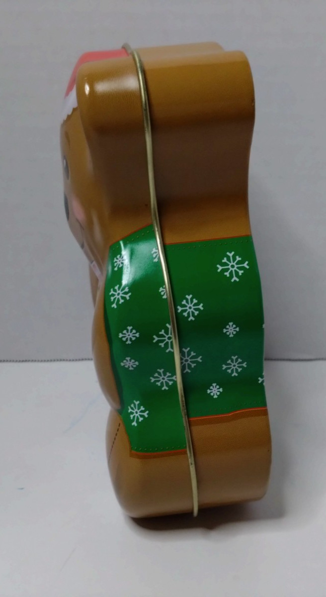Happy Holidays Tin Box Company Of America Vintage Molded Teddy Bear Tin