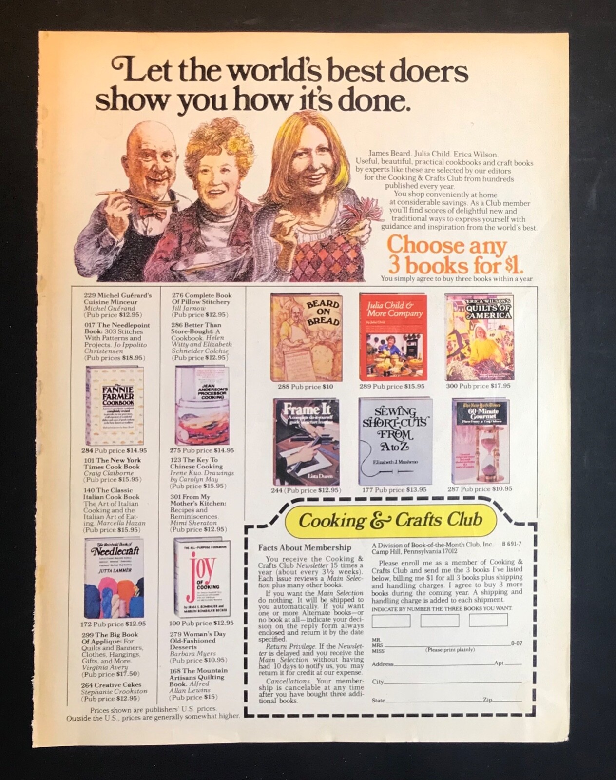 Vintage 1970s magazine print ad COOKING & CRAFTS CLUB cook books food kitchen