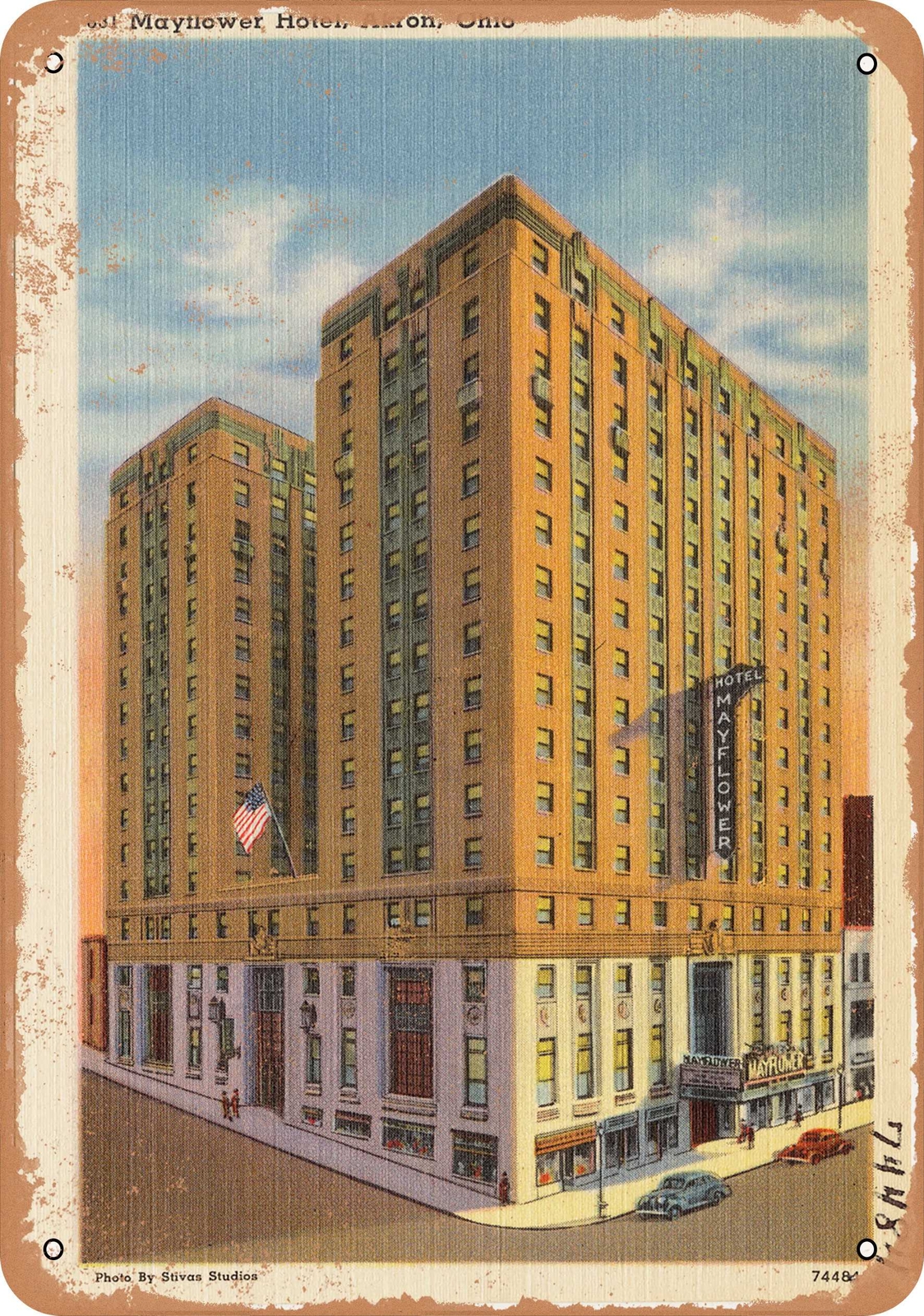 Metal Sign – Ohio Postcard – Mayflower Hotel, Akron, Ohio