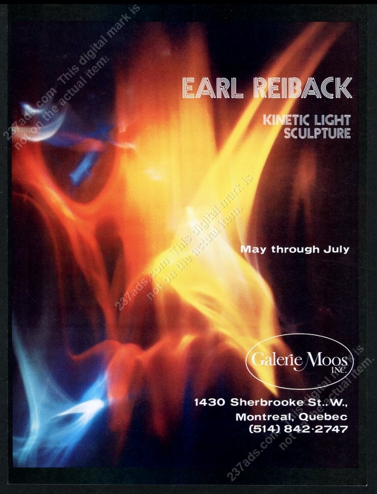1973 Earl Reiback Kinetic Light Sculpture Galerie Moos show vintage print ad