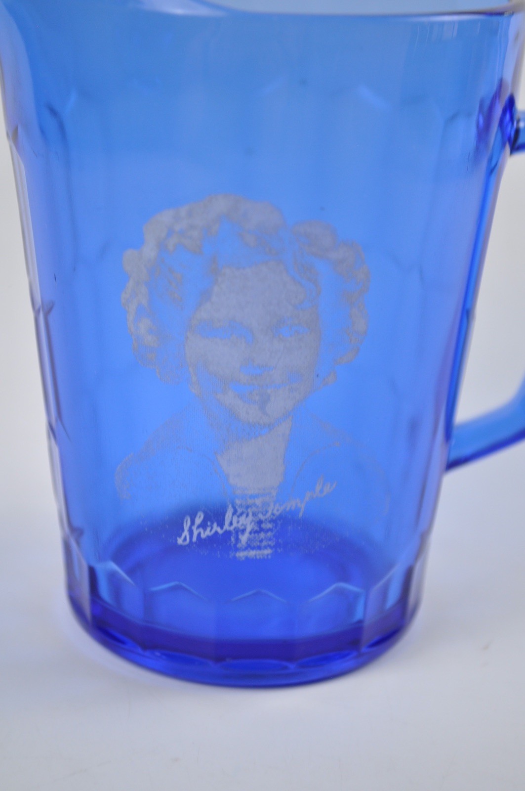 Vintage Shirley Temple Creamer Pitcher Cobalt Blue Hazel Atlas 4.5″