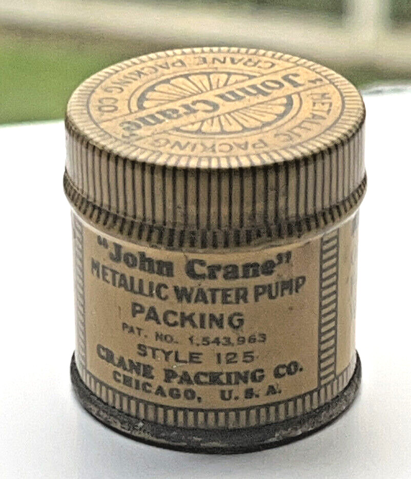 CRANE PACKING CO 125 TIN: Ford Chevy Willys Chrysler Water Pump Packing Tin Only