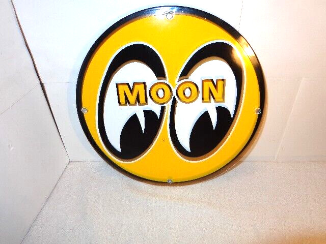 VINTAGE MOON EYES SPEED & POWER EQUIPMENT 11 3/4″ HOT ROD RACE GASOLINE OIL SIGN
