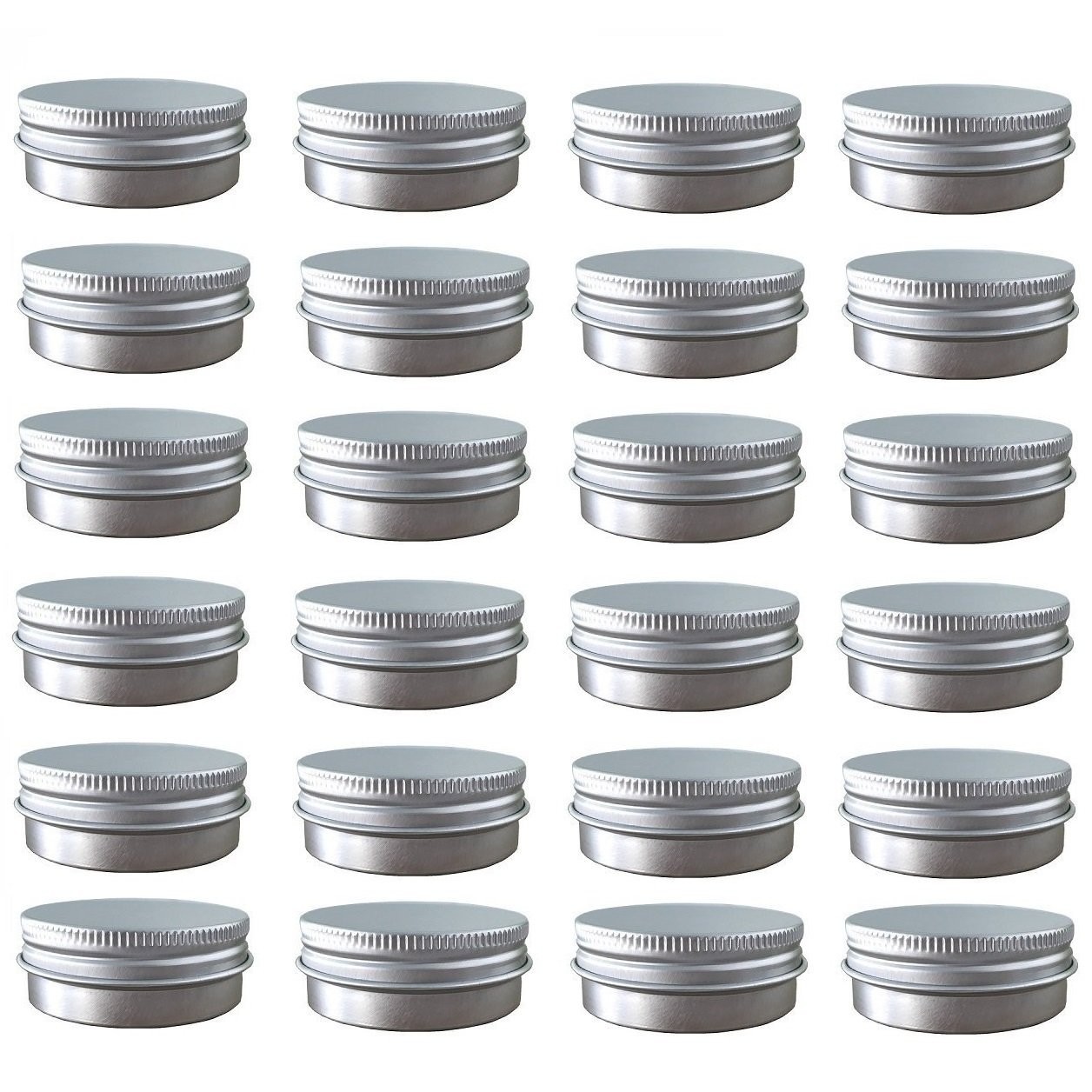 24 Pack (2 Oz/60ml) Screw Top Round Aluminum Tin Cans, with Containers Jar with