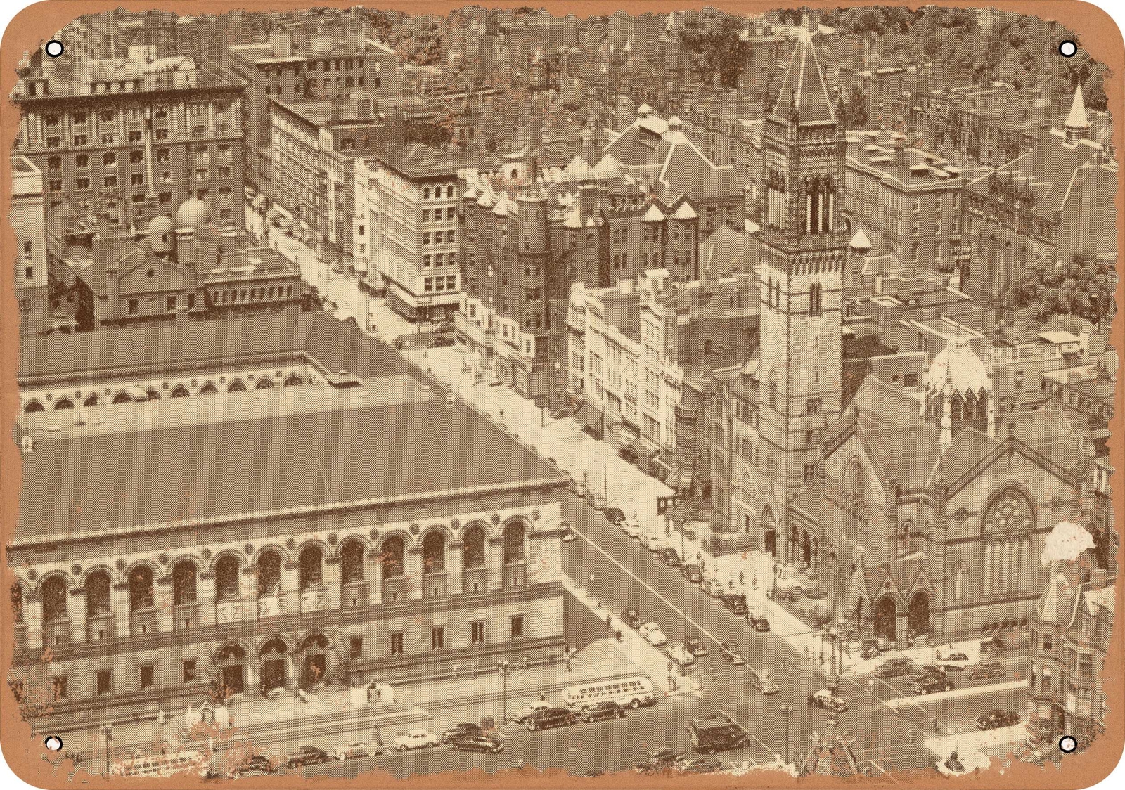 METAL SIGN – Massachusetts Postcard – Old South Church in Boston [front]