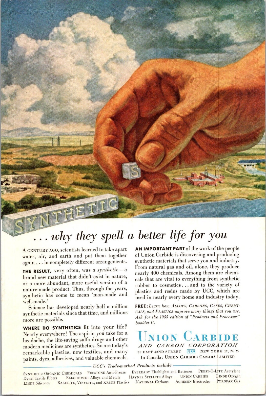 1955 Union Carbide And Carbon Company Vintage Color Print Ad Ephemera