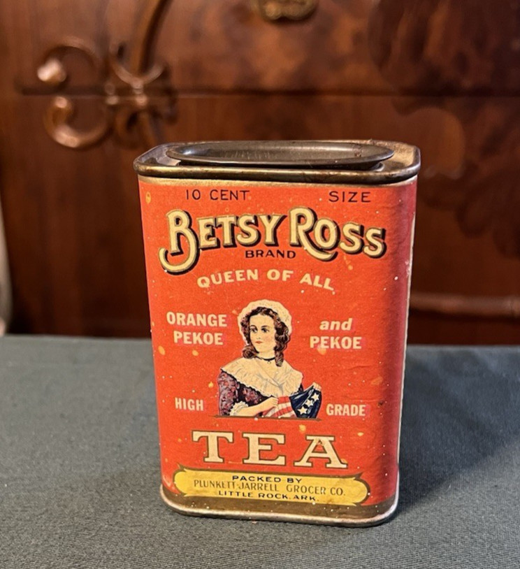 Betsy Ross Tea Tin Money Bank – Little Rock, AR – Vintage 1930’s Advertising