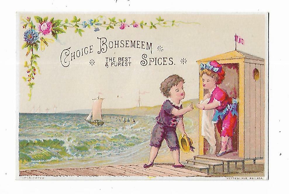 Food Trade Card Choice Bohsemeem Spices Weikel Smith Phila BEACH Bathing Suits