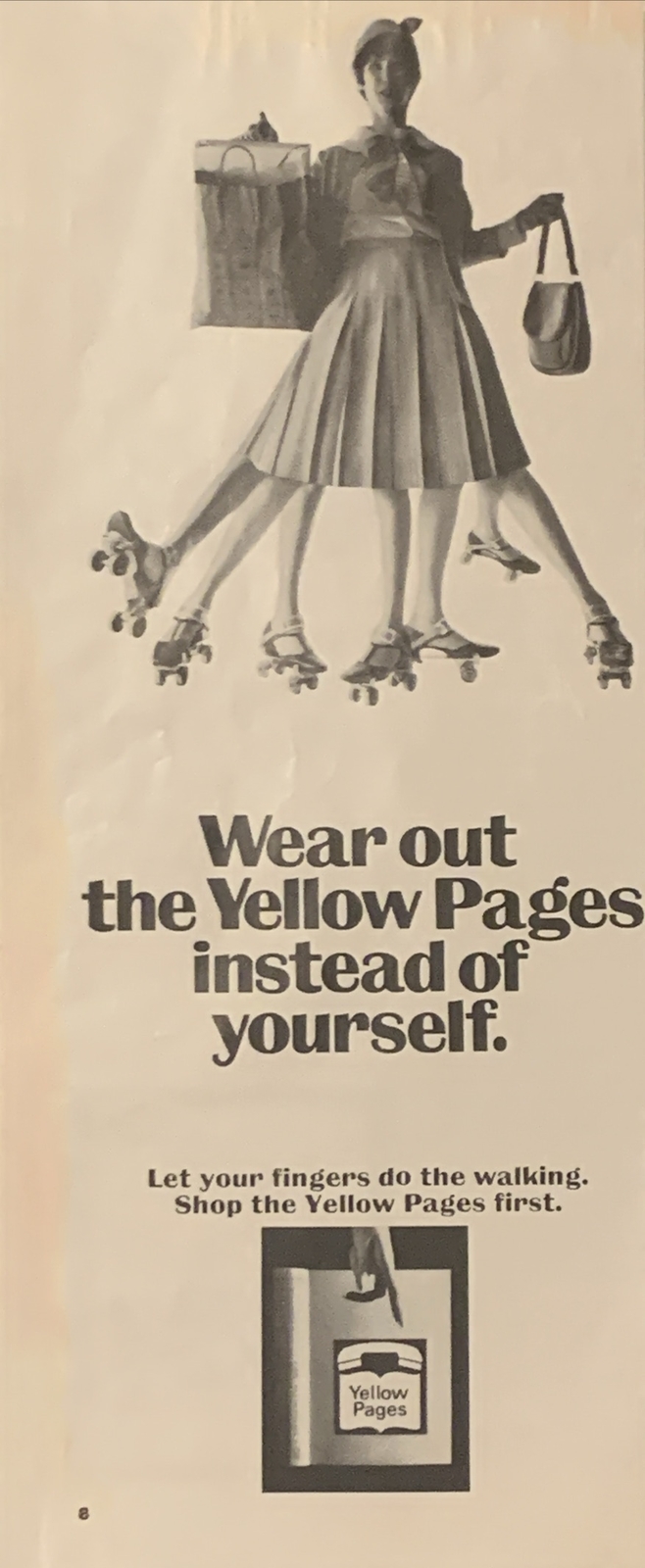 1967 Yellow Pages PRINT AD Wear Out – Let Fingers Walking VTG 1960s Phone Book