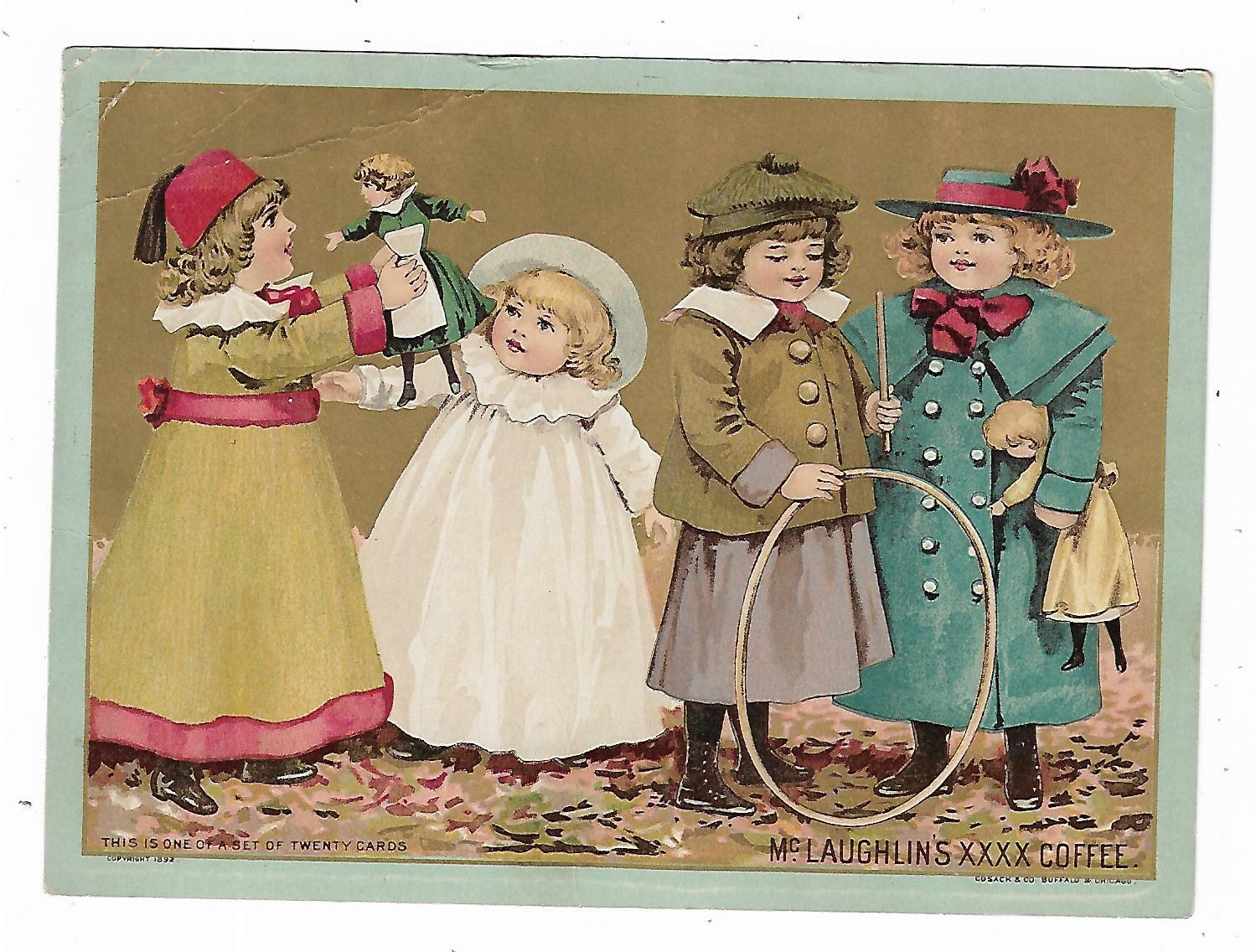 1892 McLaughlin’s XXXX Coffee Children At Play Hoop WF McLaughlin Chicago Santos