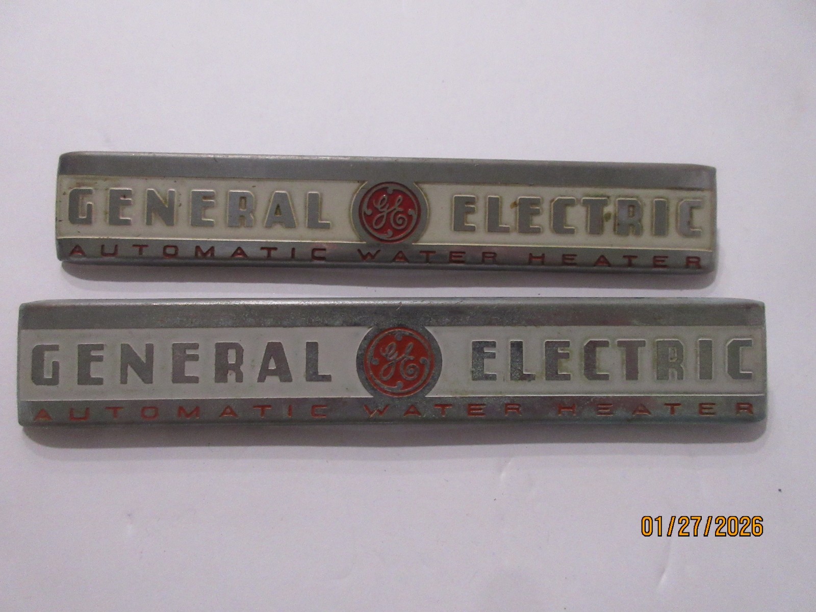 Vintage Set of General Electric GE Automatic Water Heater Emblems Logo – Metal