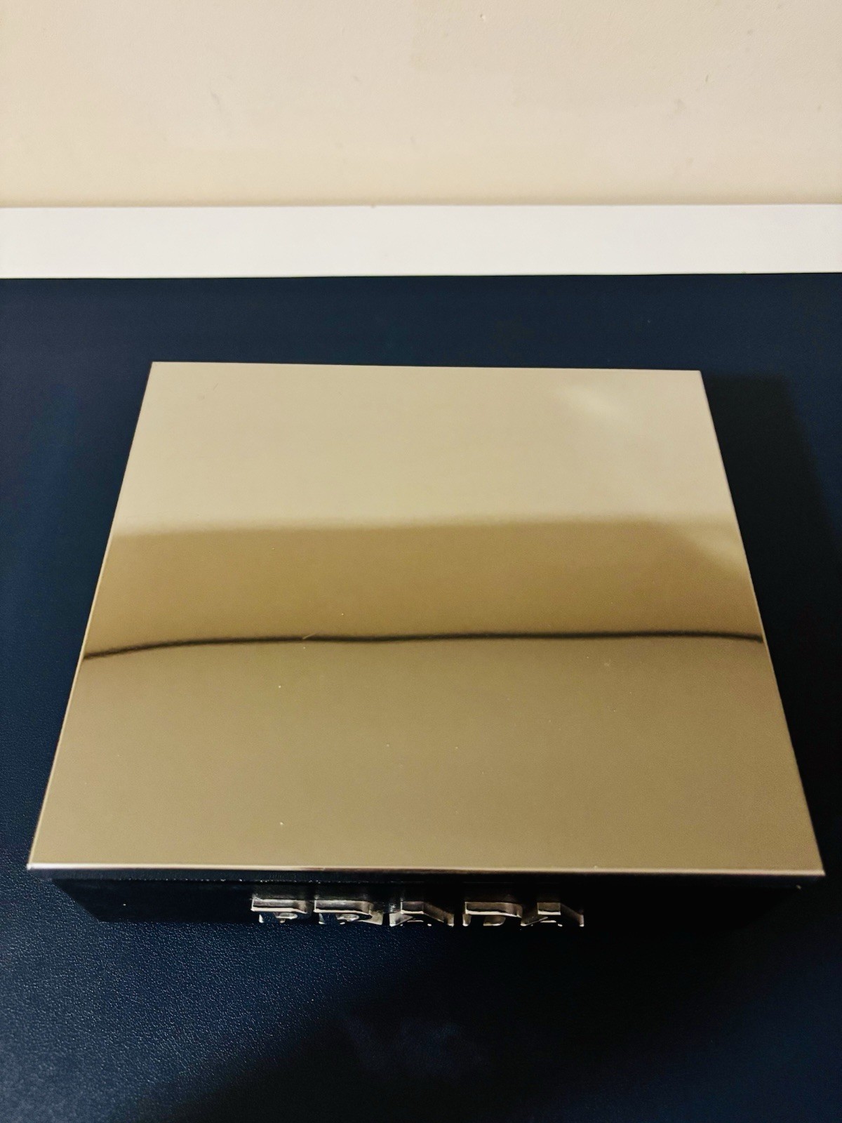 Prada Black/Silver Metal Lidded Rectangle Box 7in L x 2in H 2000-2009