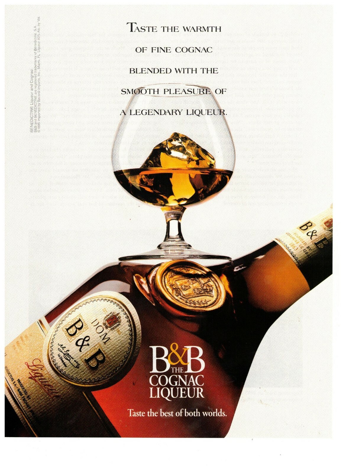 B and B Vintage 1996 Print Ad The Cognac Liqueur The Warmth Blended With Smooth