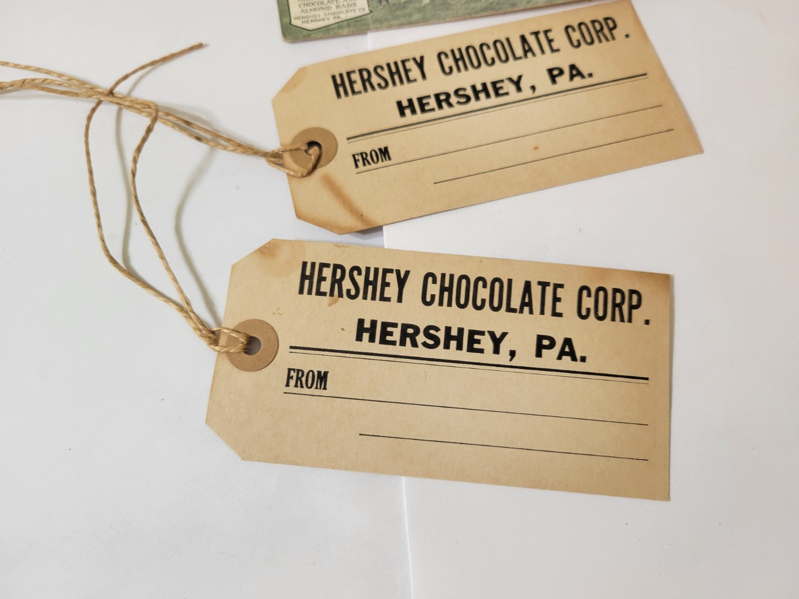 RARE Misc Hershey Memorabilla : Postcard, Tags, and Milk Statement 1924