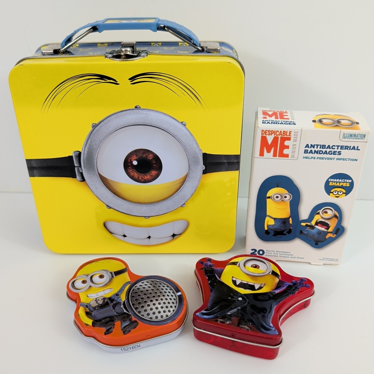 Minions Despicable Me Tin Box Latch Band Aids & Empty Mint Tins Lot