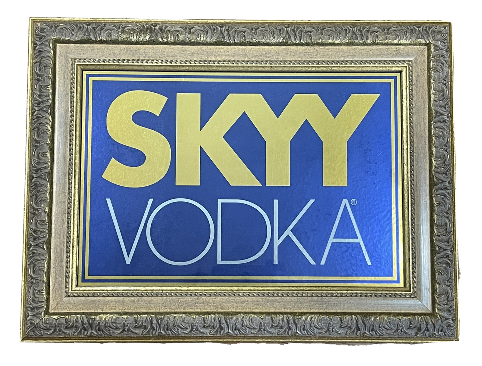 Skyy Vodka USA Blue Wooden Framed Logo Sign 21×16