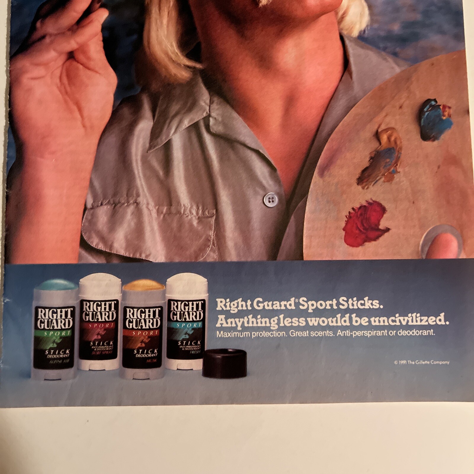 Vintage Right Guard Hulk Hogan Advertising Print Ad Wrestling Deodorant WWE 1991