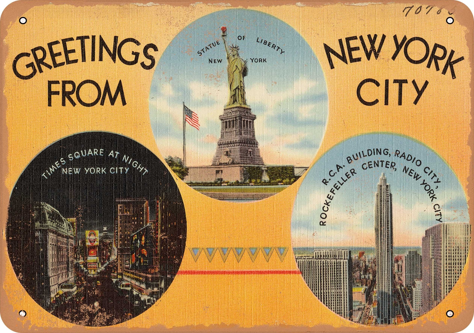 METAL SIGN – New York Postcard – Greetings from New York City