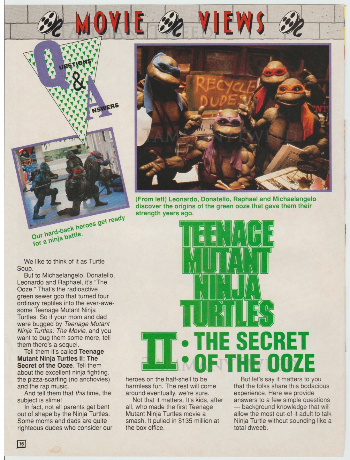 Teenage Mutant Ninja Turtles II The Secret of the Ooze Ad Advertisement 1991 90s