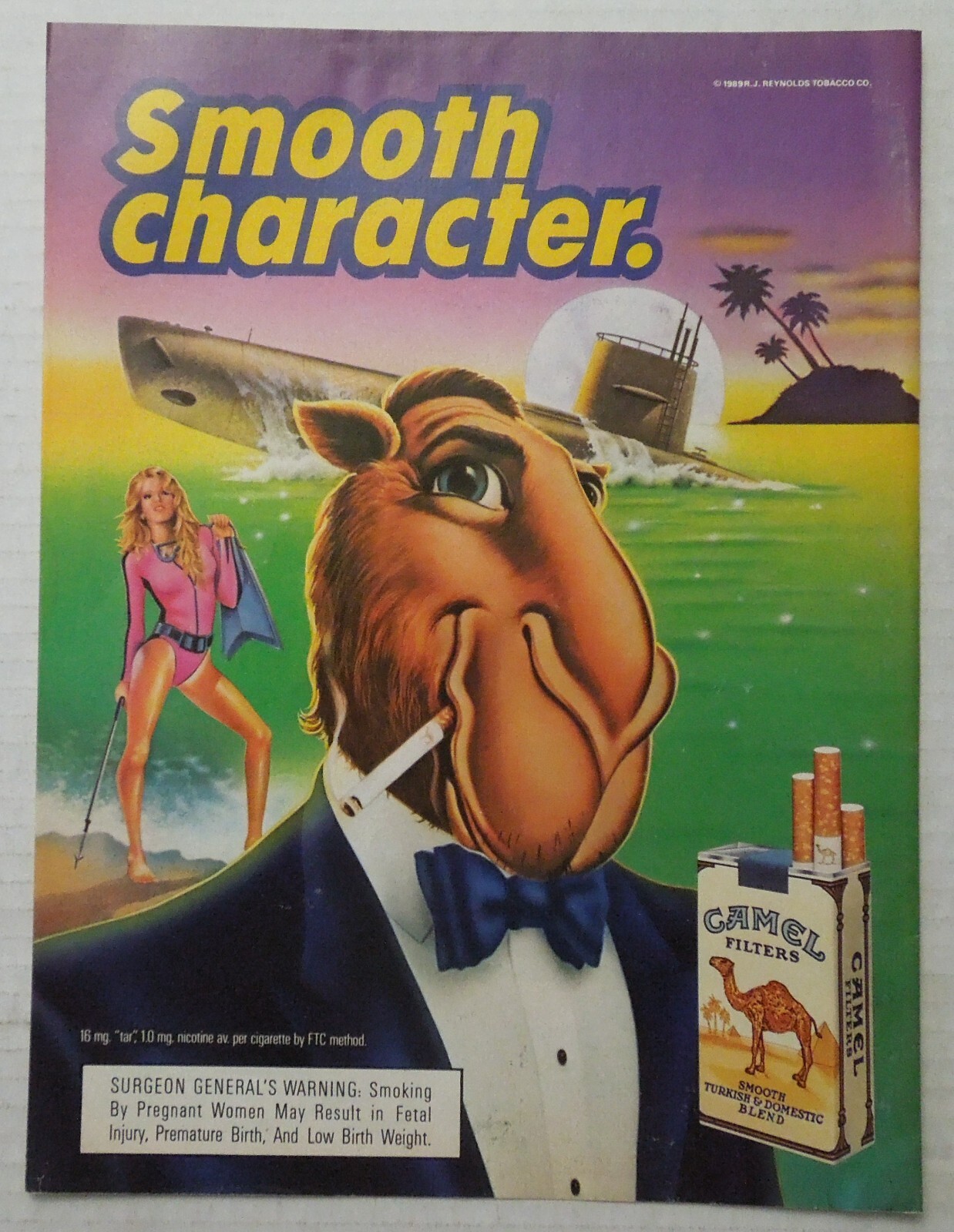 1989 CAMEL Filters Magazine Ad – Special Agent Joe Camel – Smooth Character.