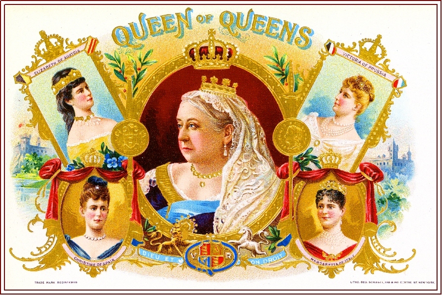 1901 Queen Victoria of England Vintage Cigar Tobacco Box Crate Label Art Print