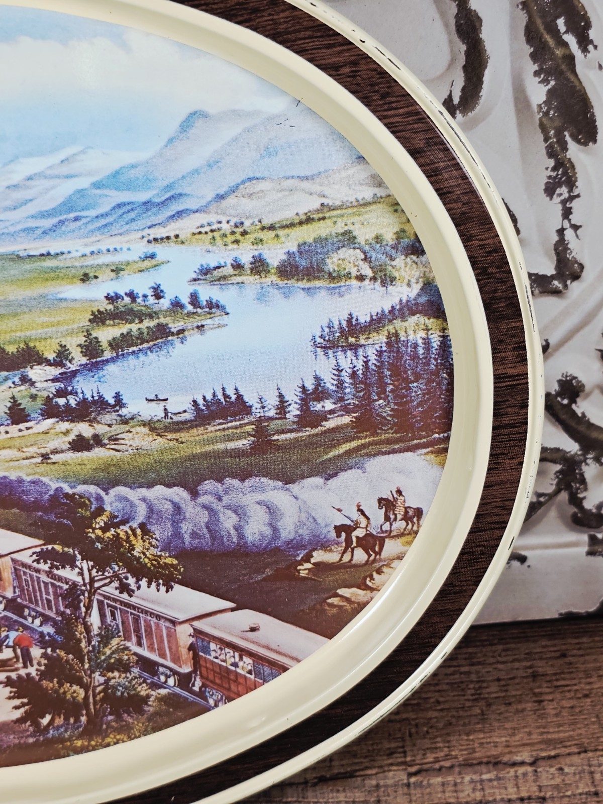 VTG 1982 “Across The Continent” Train/Locomotive Theme Tin, Carrier & Ives