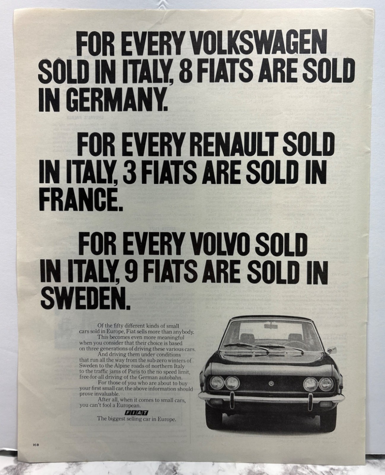 1971 Fiat Vintage Print Ad 70s European Car Industry Auto