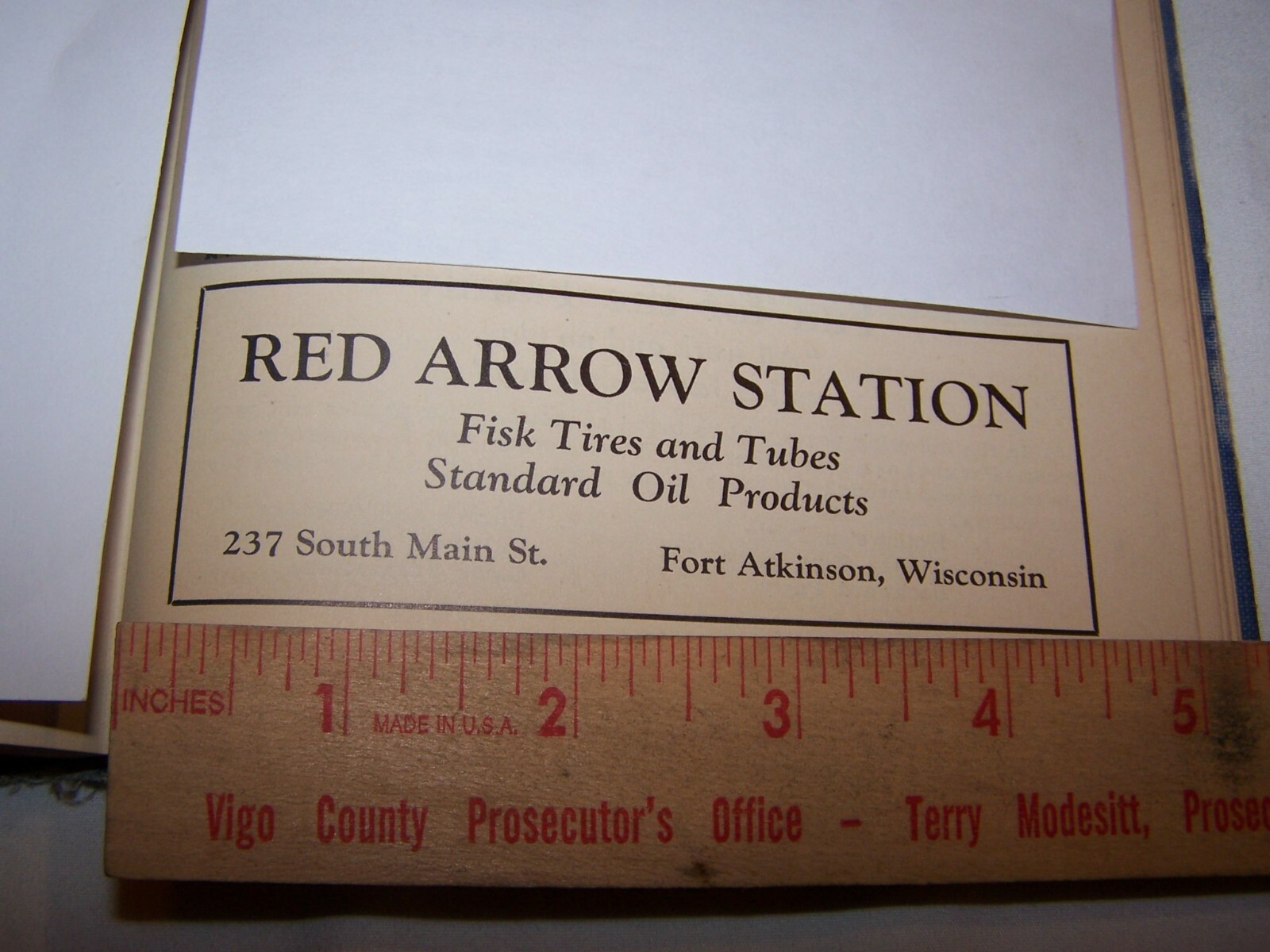 1927 STANDARD OIL RED ARROW SVC STATION Printed Paper Ad FORT ATKINSON WISCONSIN