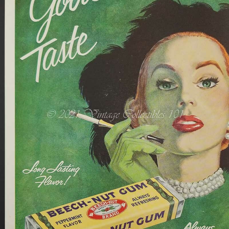 1952 Beechwood Elegant Green Eyes Lady Cigarette Holder photo art decor print ad
