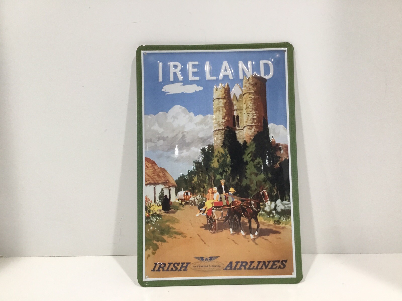 Ireland Irish International Airlines Metal Embossed Sign 7” X 11” Planes Travel