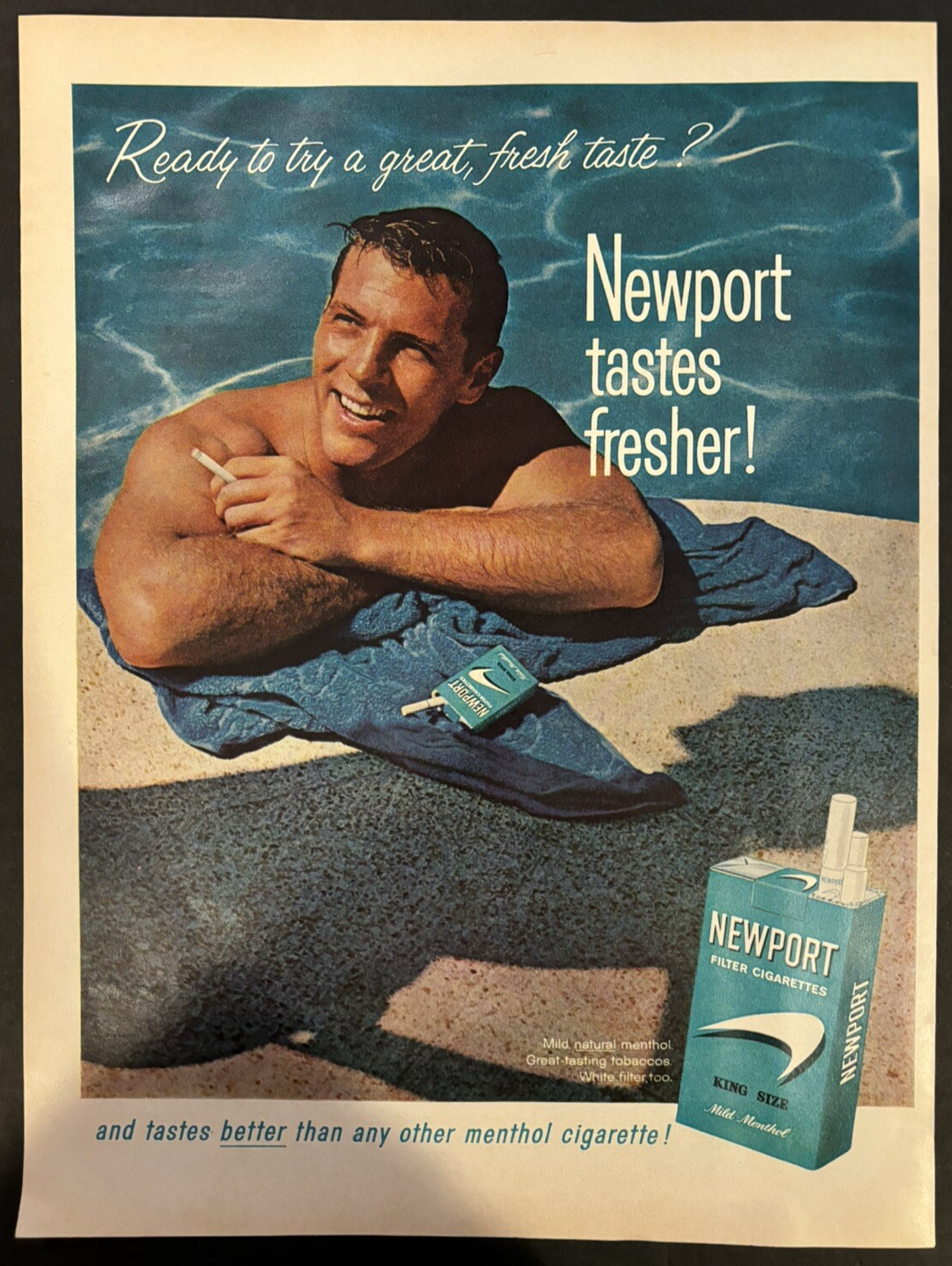Vtg 1960s Newport Menthol Filter Cigarettes AD