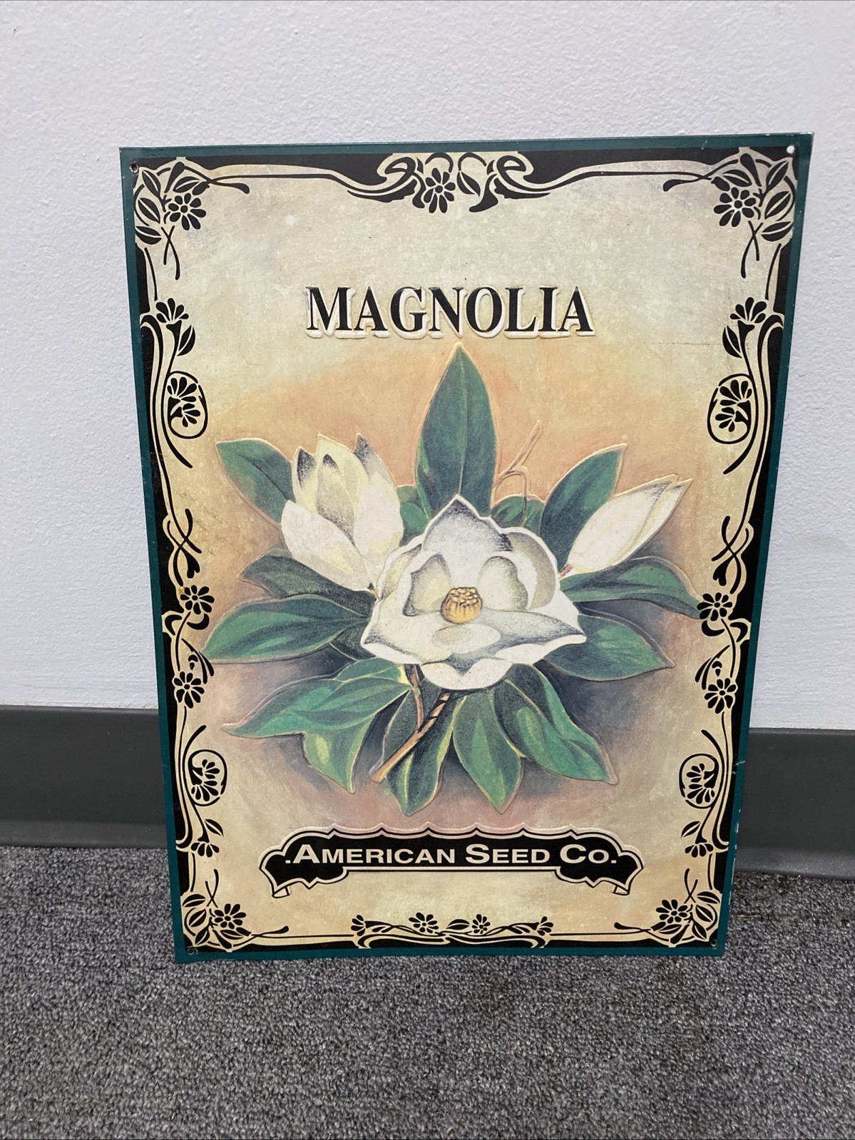 American Seed Co. Metal Magnolia Sign Reproduction 12″x16.5″