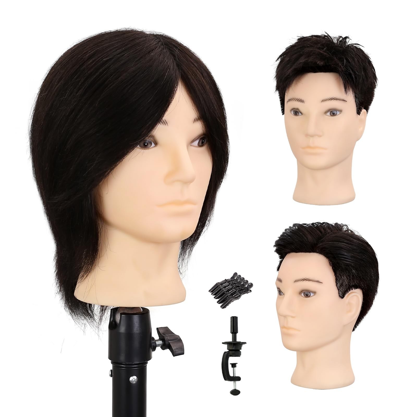 Male Mannequin Head 8 Inch Barber Mannequin Head for Cutting and Styling with…