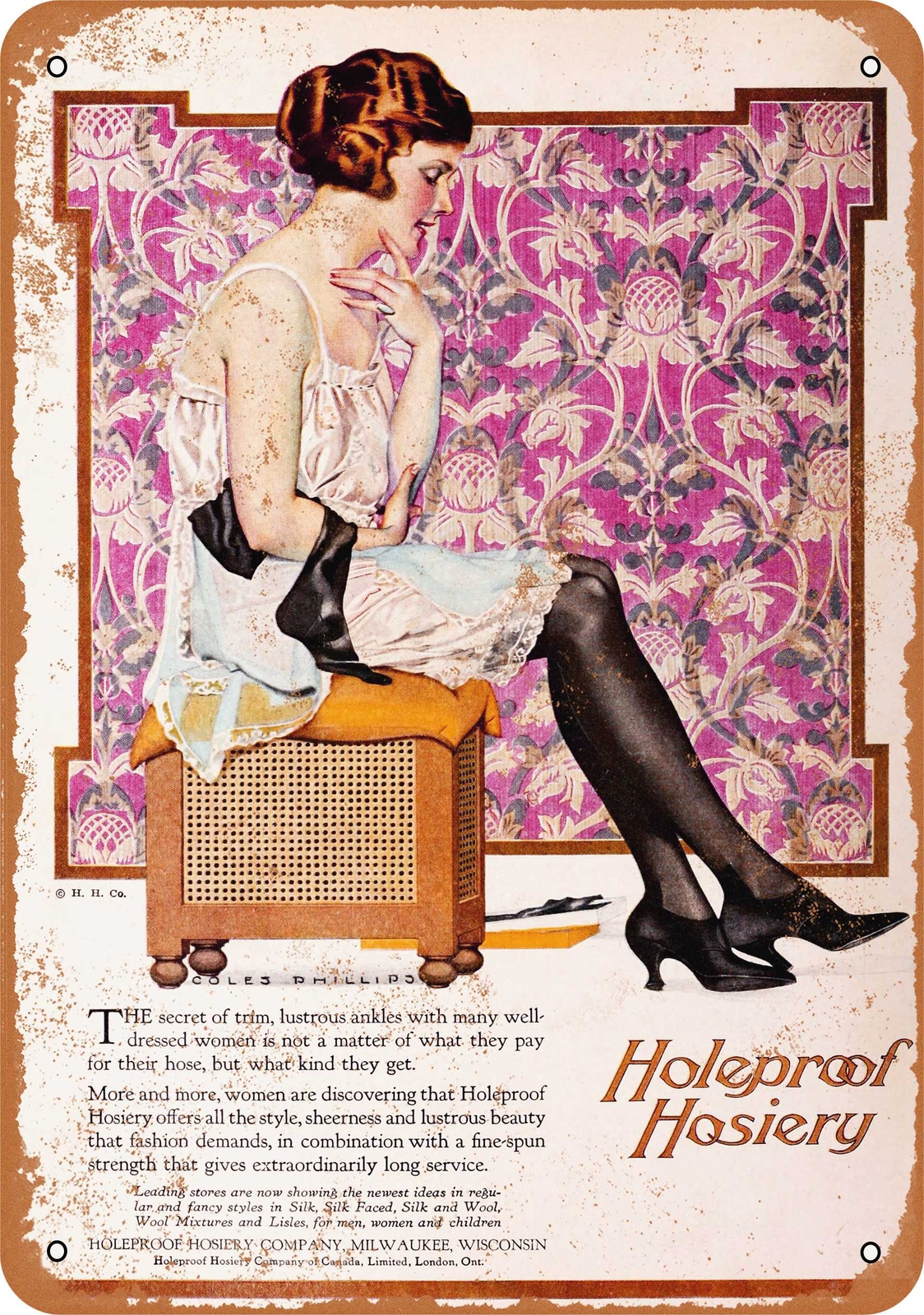Metal Sign – 1921 Holeproof Hosiery – Vintage Look Reproduction
