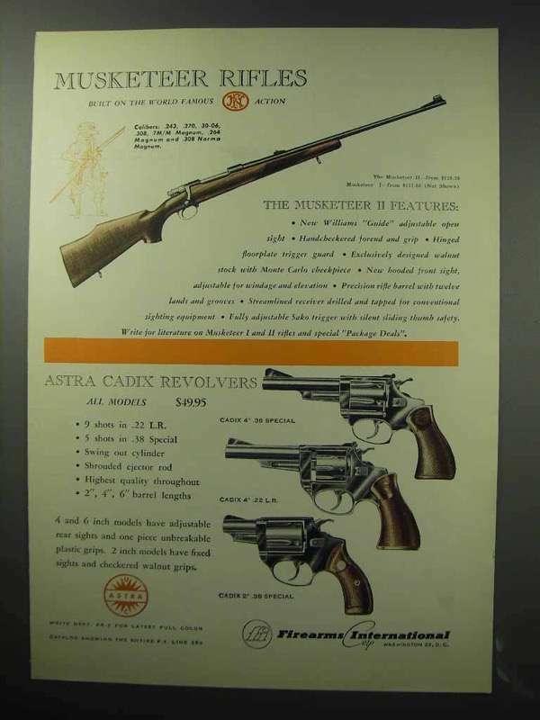 1963 F.I. Ad – Musketeer II Rifle; Astra Cadix Revolver