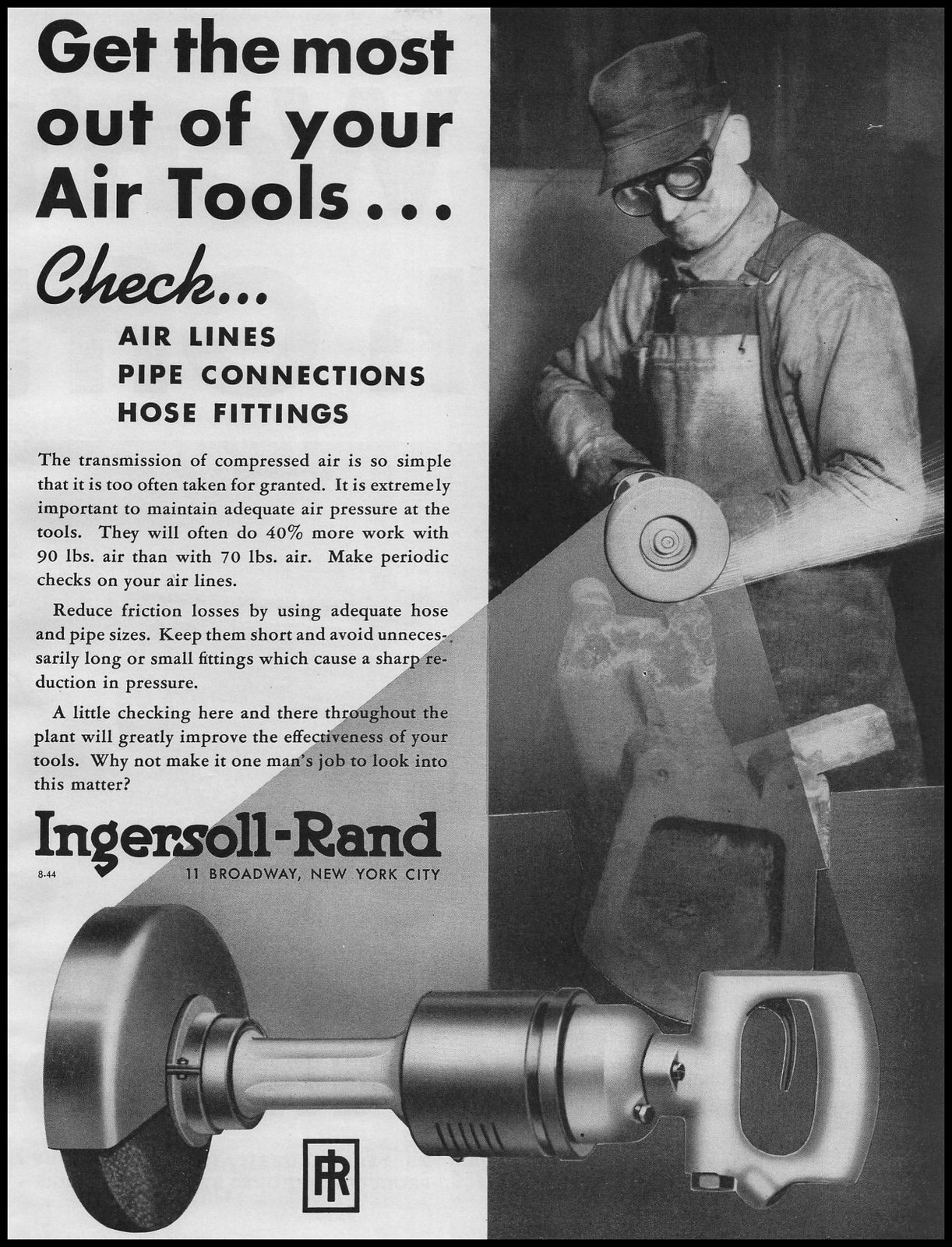 1941 Ingersoll Rand Photo Grinder Air Line Pipe Connection Hose Fitting Print Ad