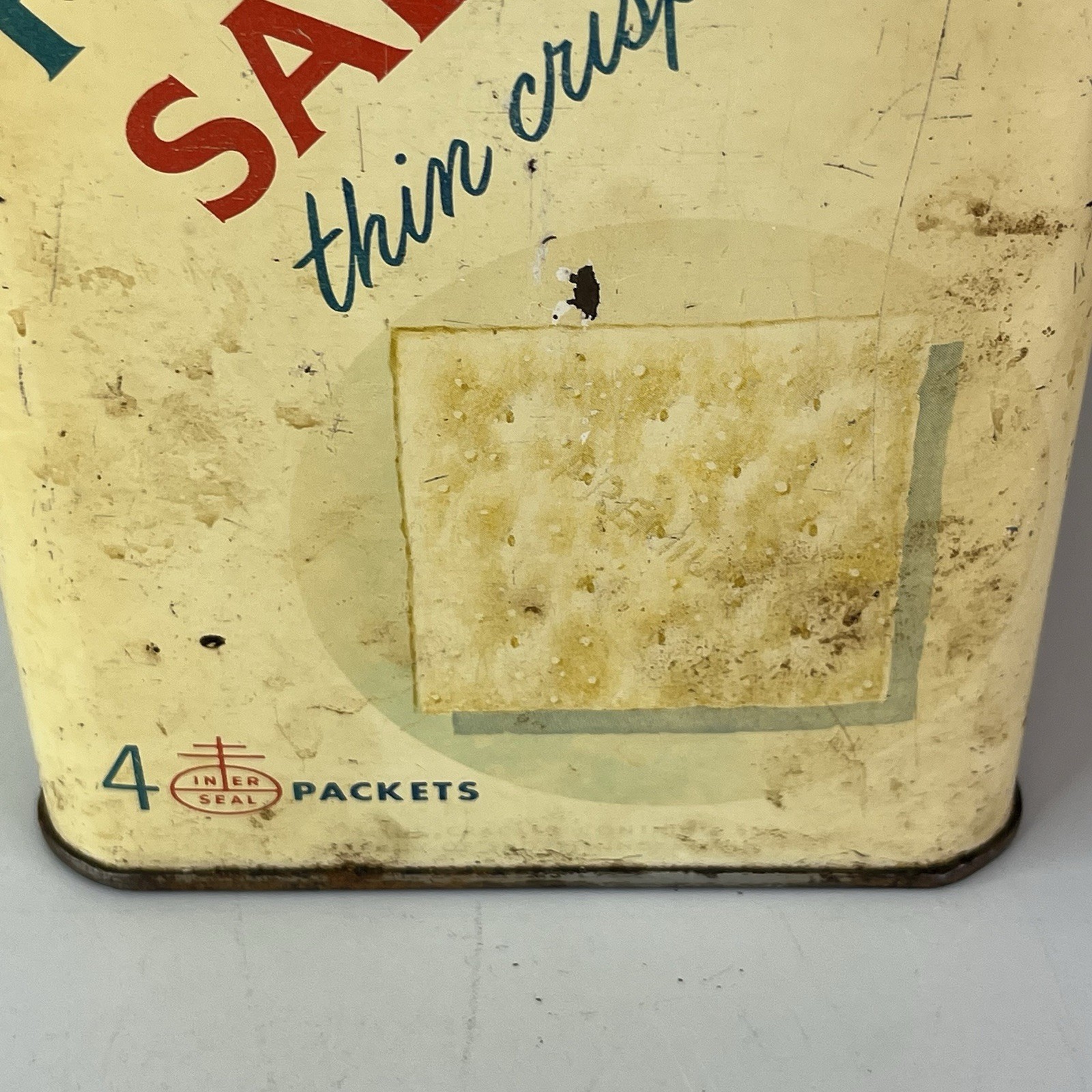 Vintage Nabisco Premium Saltines Metal Tin Black Lid 9in tall Rustic Farmhouse