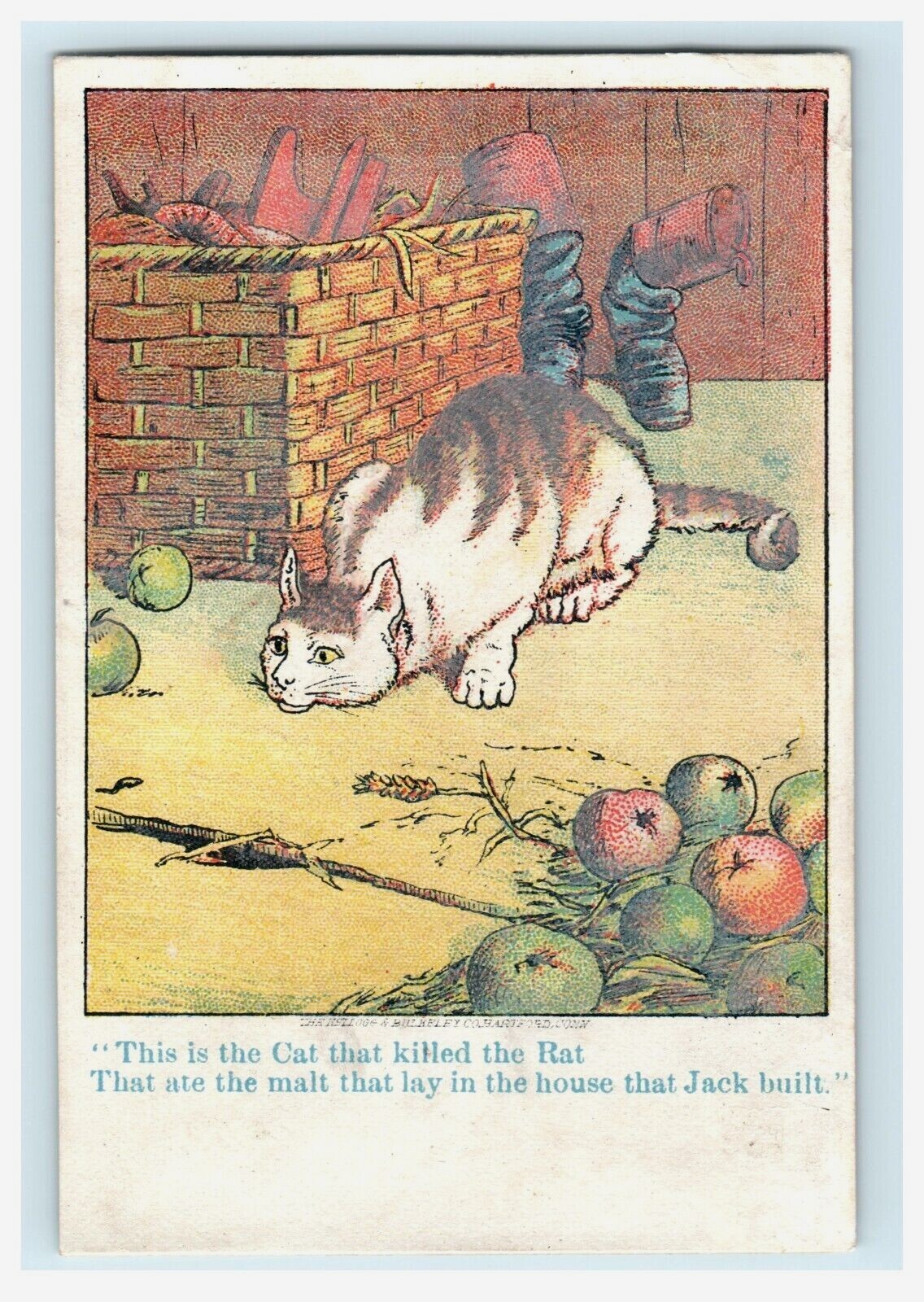 Orange Tabby Cat – “This Cat Killed the Rat” Malt Jack Built House Autumn Scene