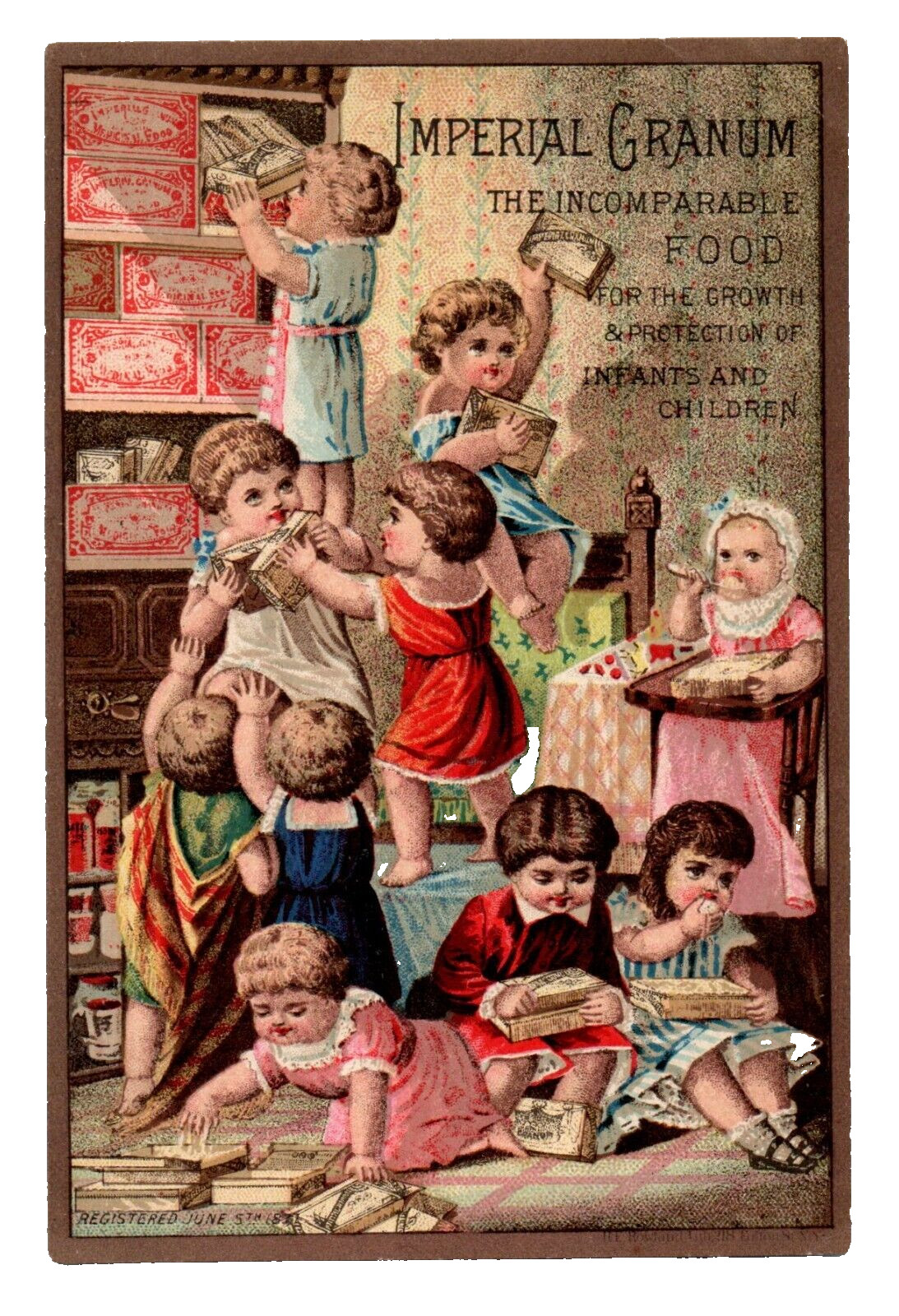 c.1890 Imperial Granum Infant Invalid Food Ad Trade Card Children Ransack Store