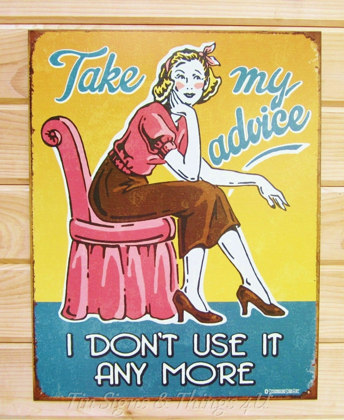 4 LOT (16″ x 12.5″ ea) Mother’s Day Gift Set funny sarcasm metal sign Blonde Mom