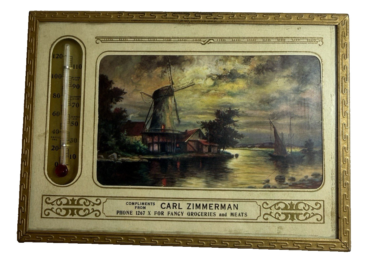 Vintage 1940s Advertising Thermometer – Carl Zimmerman Fancy Groceries and Meats