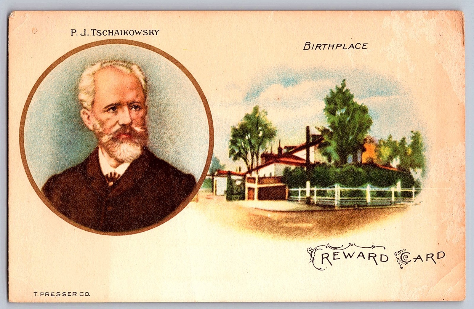 1900s P. J. Tschaikowsky Birthplace – Reward Card – Theodore Presser 5.5×3.5