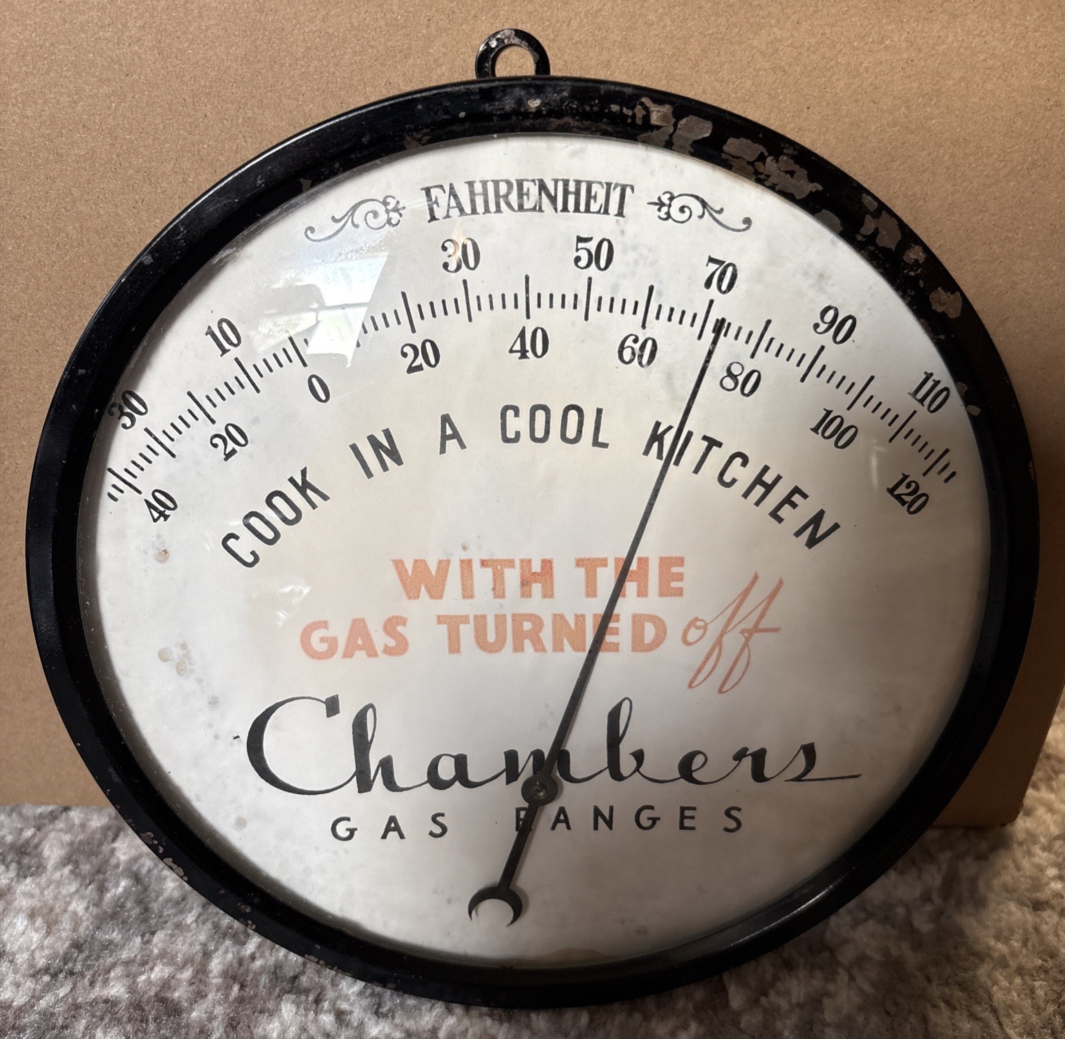 Rare Vintage Chambers Gas Ranges Advertising Bubble Glass Thermometer