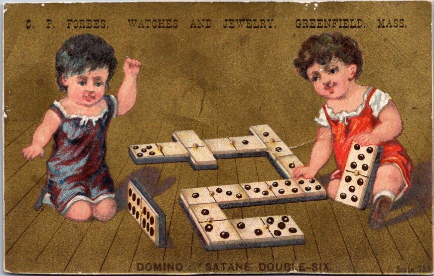 Greenfield MA C P Forbes Watches Jewelry Domino Satane Double Six Game JPV4