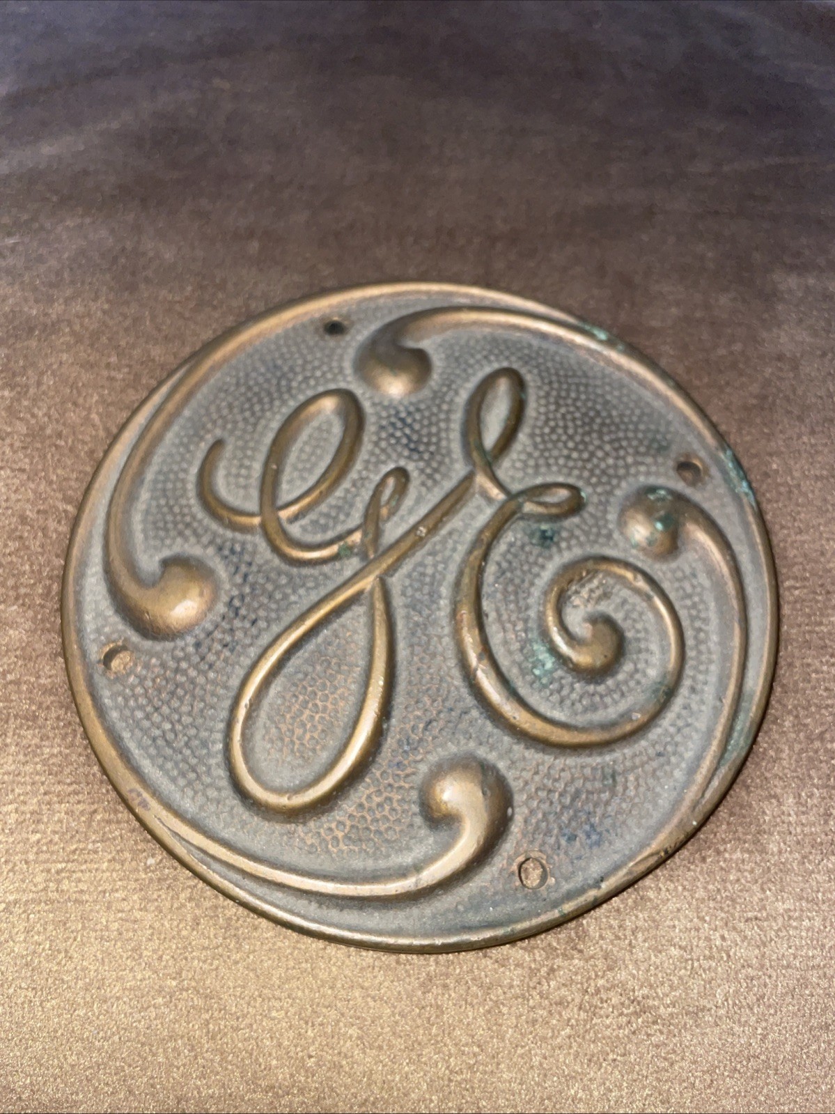 G.E General Electric Brass Original Embossed Emblem 3706B On Back